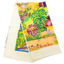 Foulard di seta Hermès Nuba Mountain Silk Scarf 90 Bianco