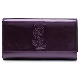 Autre Marque Clutch Large Belle De Jour in vernice viola Saint Laurent