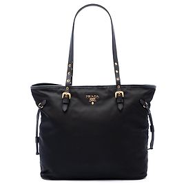 Sac cabas Prada en Tessuto avec bordures en Saffiano noir