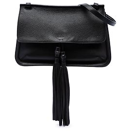 Bolsa Tiracolo Gucci Daily em couro preto, tamanho Medium, com bambu
