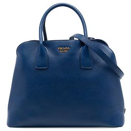 Sac Dome Satchel Prada en cuir Saffiano bleu