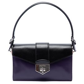 Borsa Prada bicolore in vitello box nera con chiusura a girello