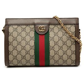 Gucci Small GG Supreme Web Ophidia Chain Crossbody Beige