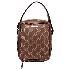 Necessaire Gucci GG Canvas marrone con doppia zip