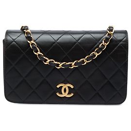Schwarze Chanel CC gesteppte Lammleder Crossbody Bag mit komplettem Flap