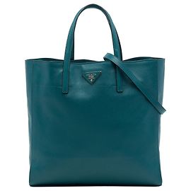 Borsa Tote Satchel Prada Saffiano Soft a tre tasche, blu