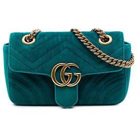 Borsa a tracolla Gucci Small GG Marmont Matelassé in velluto blu