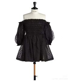 Autre Marque Robe Dior noire en dentelle à pois et tulle asymétrique