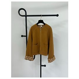 Hermès Jacke aus doppelseitigem Cashmere braun Größe 34