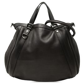 Gucci Abbey D Ring Convertible Tote Satchel aus glattem Kalbsleder in Schwarz