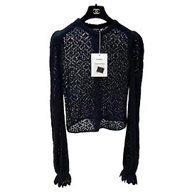 Top in maglia Chanel multicolore in lana con maniche a sbuffo