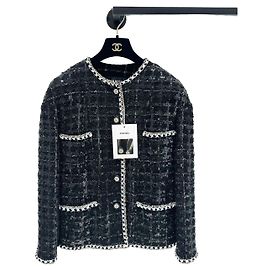 Chanel Tweed Jacke Schwarz Gold Pailletten Métiers d'Art