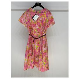 Prada Multicolored Seersucker Silk Dress