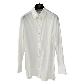 Chanel Double-C Comet Pattern Cotton Shirt White