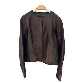 Hermès Shearling and Cowhide Fur Coat Brown Size 36