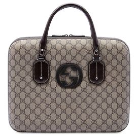 Borsa da lavoro Gucci GG Supreme Interlocking G Beige