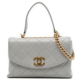 Sac à main Chanel Medium Lambskin Trendy Spirit Top Handle Bag Satchel Gris