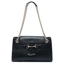 Borsa a tracolla Gucci Emily Large Guccissima Nera