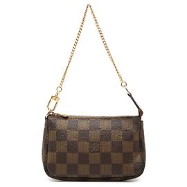 Borsa a mano Louis Vuitton Damier Ebene Mini Pochette Accessoires Marrone