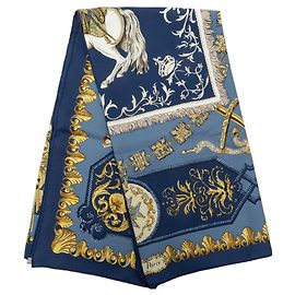 Foulard di seta Hermès Lvdovicvs Magnvs blu 90 Scarves