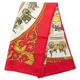 Pañuelo de seda Hermès La Promenade De Longchamps rojo 90