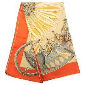 Lenço de seda Hermès Amours Laranja