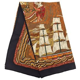Foulard di seta Hermès Marine Naive Marrone 90 Scarves