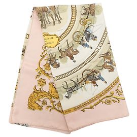 Pañuelo de seda Hermès La Promenade De Longchamps Rosa 90