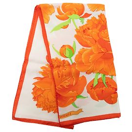 Pañuelo de seda Hermès Les Pivoines Orange 90