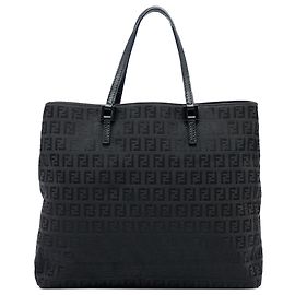 Bolso Tote Fendi Zucchino de lona negro