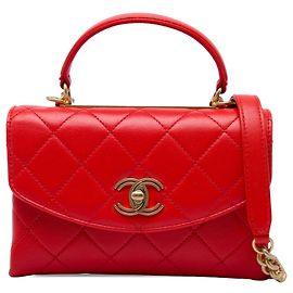Bolso Chanel Small Quilted Lambskin Trendy Spirit Top Handle Bag Satchel Rojo