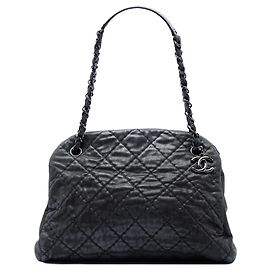 Black Chanel Large Quilted Iridescent Calfskin Just Mademoiselle Shoulder Bag