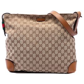 Borsa a tracolla Gucci GG Canvas Web beige