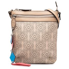 Borsa a tracolla LOEWE Anagram in tela rivestita Beige