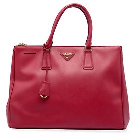 Borsa Tote Prada Galleria Double Zip Grande in Saffiano Rossa