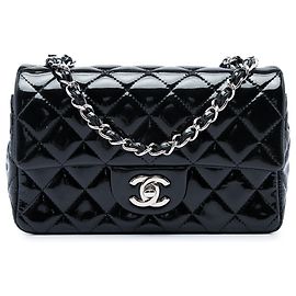 Borsa a tracolla Chanel Mini Rectangular Classic Single Flap in vernice nera