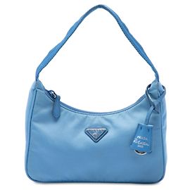 Prada Mini Tessuto Re Edition 2000 Schultertasche Blau