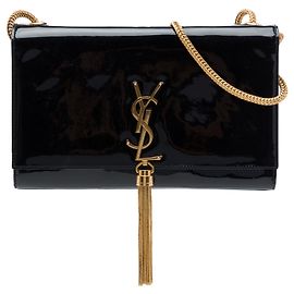 Autre Marque Borsa a tracolla Saint Laurent Kate Tassel Medium in vernice nera con monogramma classico