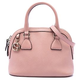 Gucci Mini GG Charm Dome Satchel aus Kalbsleder in Rosa