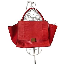 Céline Celine Trapeze Bag in Red Python and Suede