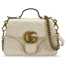 Gucci GG Marmont Top Handle Flap Matelasse Leather Mini