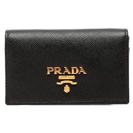 Porta biglietti da visita in pelle Saffiano nera Prada