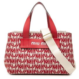 Borsa a mano in jacquard Canapa di Miu Miu