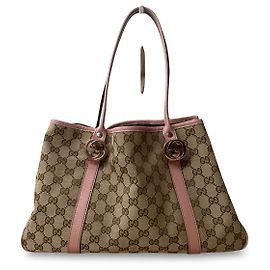 Gucci Twins Tote Rosa GG Canvas und Leder