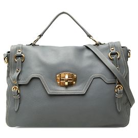 Miu Miu Gray Blue Leather Handbag Shoulder Bag