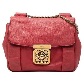 Bolso cruzado Chloé Elsie en cuero rosa con cadena