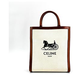 Céline Celine Vertical Cabas Canvas with Leather Small