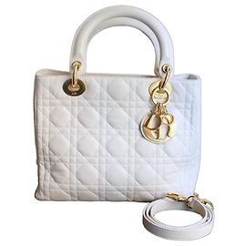Christian Dior Bolso Lady Dior en Piel Marfil