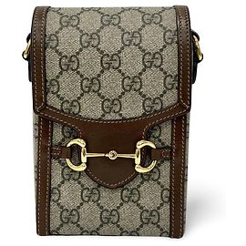 Mini em lona revestida GG Gucci Horsebit 1955 com couro