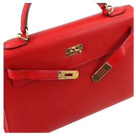 Hermès Kelly 28 Sellier Bolsa em Couro Epsom Vermelho